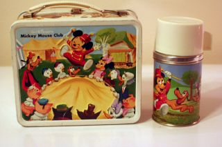 Vintage Walt Disney ' s 1963 Mickey Mouse Club Lunchbox with Thermos by Aladdin 2