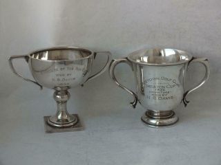 2 Solid Sterling Silver Golf Trophy Cups 1924 & 1932/ 167 G
