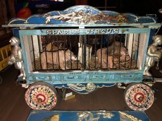 Vintage Sparks Circus Folk Art Wagon.