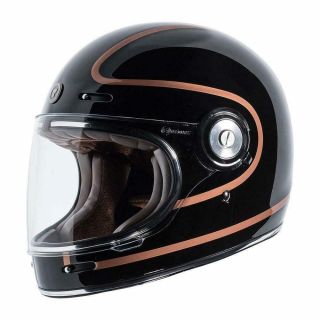 Torc T1 Retro Motorcycle Helmet - Gloss Black Copper Pin - Medium