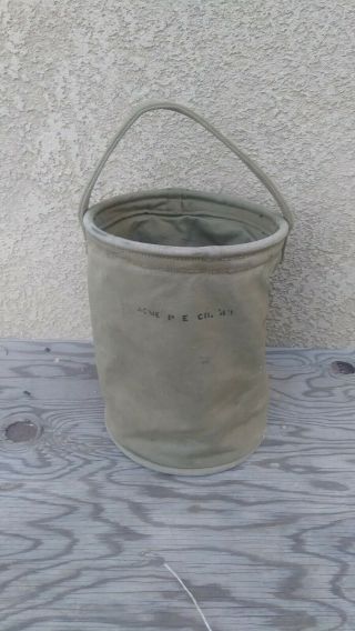 Ww2 Us Army Khaki Canvas Water Bucket