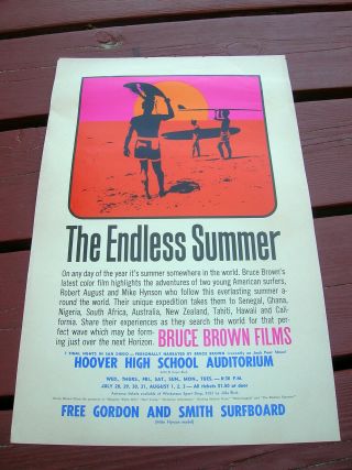 Vintage Endless Summer Surf Movie Poster Surfing Surfboard Surfer 1965