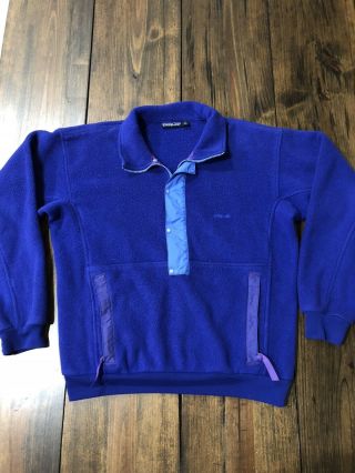 Vintage Patagonia Synchilla Pullover Snap - T Fleece Blue Purple • Medium