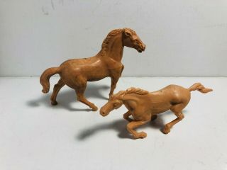 Stuart Vintage Horses In Tan Color.  One Standing One Galloping