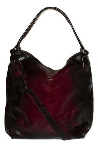 I Medici Of Florence Vintage Italian Leather Hobo Shoulder Bag Antique Merlot