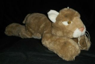 22 " Vintage Ganz Bob Cat Brown Laying Bobcat H10915 Stuffed Animal Plush Toy