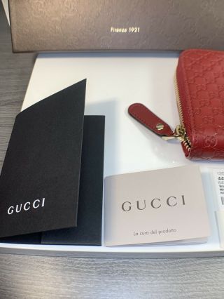 Authentic Gucci Leather Micro GG Guccissima Ziparound Wallet Long Red SAVE RARE 5