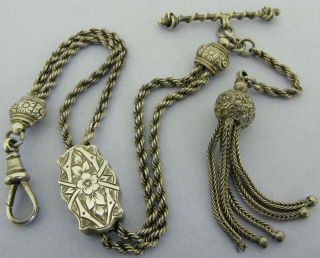 Antique Victorian Silver Albertina Watch Chain Or Bracelet W Tassel Fob