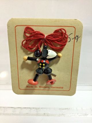West German Vintage Wood Jointed Mickey Mouse - Unauthorized - Rat Face