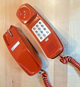 Vintage Tiger Orange Trimline Phone,  Touchtone,  All,  Western Electric