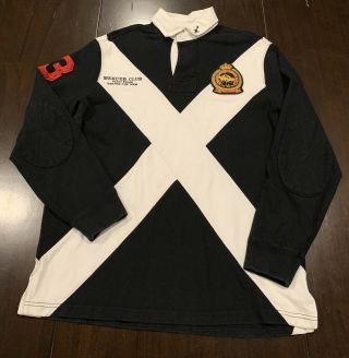 Vtg Polo Ralph Lauren Mercer Club Winter Cup ‘08 Embroidered Rugby Shirt Medium