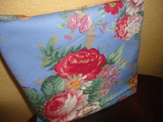 Vintage Lauren Blue Pink Red Roses Floral Fabric 54 X 66 " (1.  83yds)