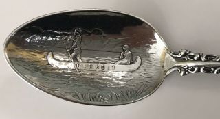 Vintage Sterling Silver Souvenir Spoon Detroit W/ Chief Pontiac 1763 On Handle