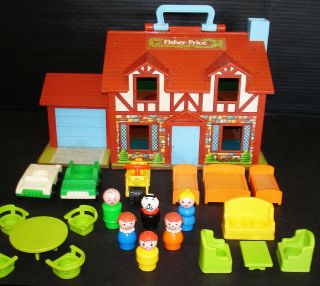 Vtg Fisher - Price Little People 1st Issue Tudor House B Complete,  &