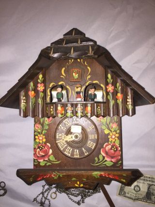 Vintage Edelweiss West Germany Black Forest Swiss Musical Chalet Cuckoo Clock Nr