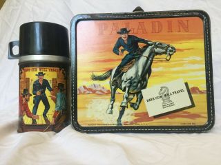 Paladin Have Gun Will Travel,  Vintage 1960,  Aladdin Metal Lunch Box With Thermos