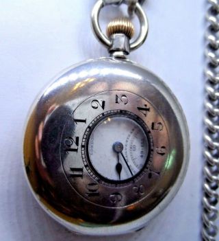 A Good Quality Antique Silver Half Hunter Pocket Watch & Chain 1912