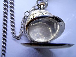 A Good Quality Antique Silver Half Hunter Pocket Watch & Chain 1912 6