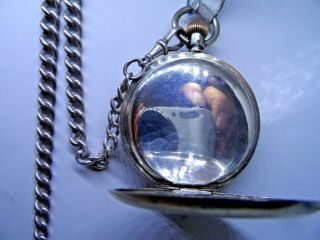 A Good Quality Antique Silver Half Hunter Pocket Watch & Chain 1912 7