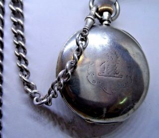 A Good Quality Antique Silver Half Hunter Pocket Watch & Chain 1912 8