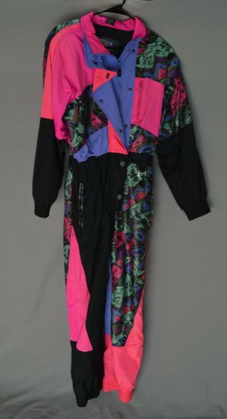 Viva Prima Vintage Retro Ski Suit Women Medium Colorful 80s 90s Waterproof