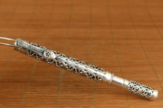 41g 100 925 Silver Hand Carved Flower Statue Chinese Ball - Point Pen Noble Gift
