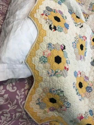 Antique Grandmothers Flower Garden 68 x 82 inch Quilt 5