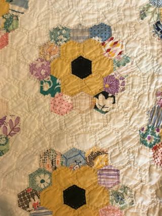 Antique Grandmothers Flower Garden 68 x 82 inch Quilt 8