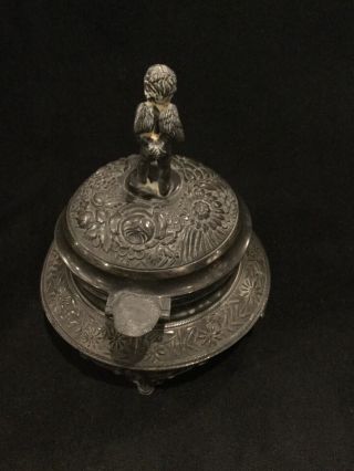 Antique Jewelry Box Casket Meridian Silver Plate Co Cherub C4 5