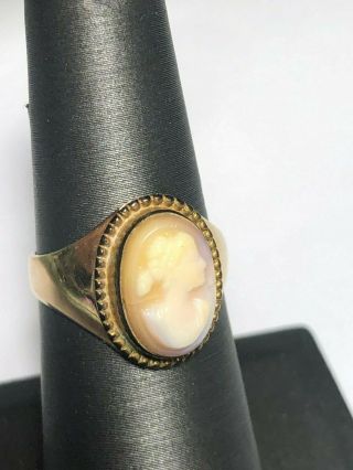 Vintage Estate 14k Yellow Gold Ring Cameo Size 6.  25 4.  76 Grams