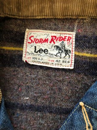 VTG 60s Lee Storm Rider Denim Jacket Blanket Lined Size 42/Large Union Made USA 3