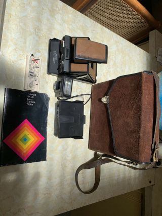 Vintage Polaroid Sx - 70 Land Camera Alpha 1 Model 2 Brown Leather W/flash.