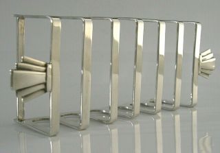 QUALITY SOLID STERLING SILVER SIX SLICE TOAST RACK 1958 ART DECO 3