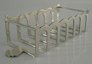 QUALITY SOLID STERLING SILVER SIX SLICE TOAST RACK 1958 ART DECO 5