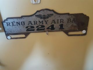 Reno Nevada Army Air Base Vintage License Plate Topper