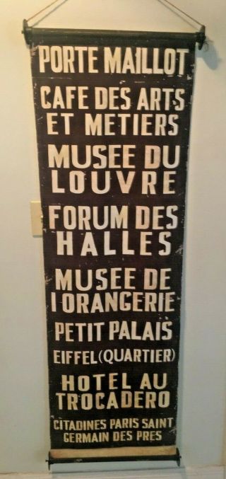 Vintage Paris Destination Roll Scroll For Bus Or Metro Authenic