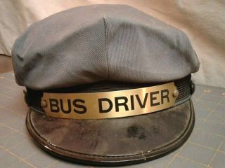 Vintage Bus Driver Hat With Black Visor