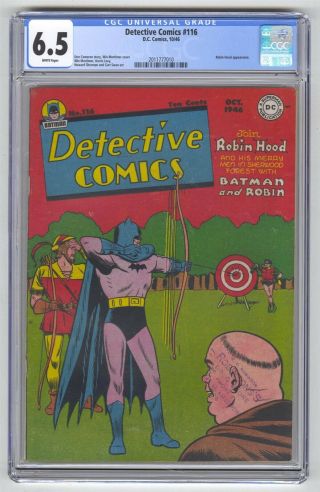 Detective Comics 116 Cgc 6.  5 Vintage Dc Comic Batman Robin White Pages 10c