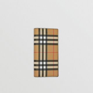 Authentic Burberry Vintage Check And Leather Continental Men 