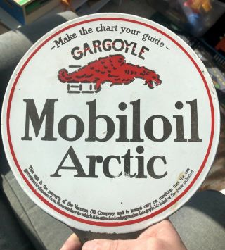 Porcelain Lubester Oil Double Sided Sign Mobil Oil Arctic Gargoyle Vintage Rare