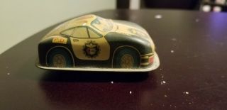 2 Vintage Tin Toys Fire Chief And Police Car Windup Toy