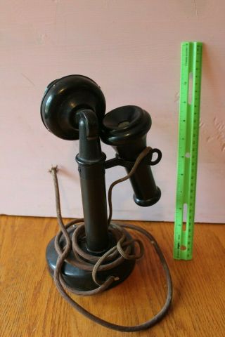 Kellogg candlestick Telephone Vintage 1907 Bakelite handle Antique phone F - 301 2