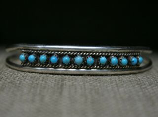 Vintage Native American Zuni Snake Eye Turquoise Sterling Silver Cuff Bracelet