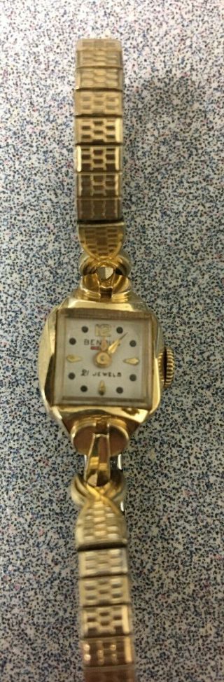 Vintage Women’s Benrus 14k Gold 21 Jewels Wrist Watch