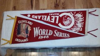 Two 1948 Cleveland Indians World Series Pennant Vintage Color 4 Museum