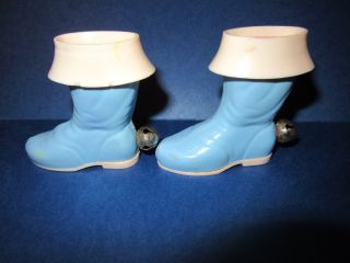2 Vintage Boot Baby Rattles Stahlwood Mfg.  Co York Usa Pink Blue Plastic