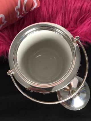 Antique Oak Silver EPNS Ice Bucket Porcelain English Lining Immaculate 10