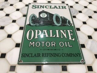 Vintage Sinclair Opaline Motor Oil Porcelain Sign Gas Station Pump Plate