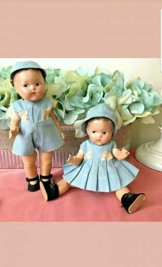 Vintage 1940s Vogue Ginny Toddles Twins Boy Girl Matching Outfits