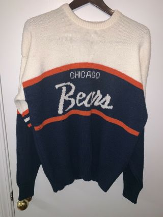 Vintage 80s Chicago Bears Sweater Nfl Pro Line Authentic By Cliff Engle Size M